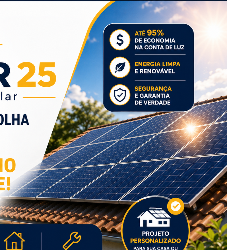 Casa com painéis de energia solar fotovoltaica instalados no telhado